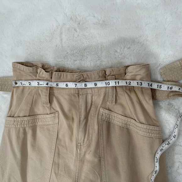 Topshop Casual Utility Trousers Tie Belt Paperbag Waist Pants w/Patch Pockets - Picture 5 of 12